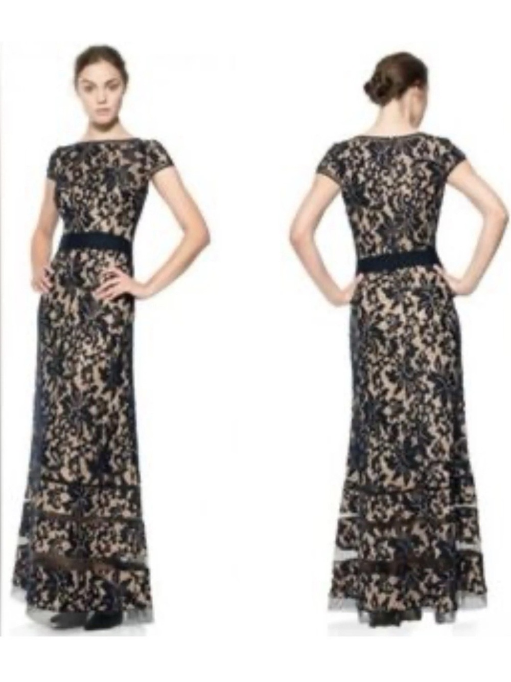 Tadashi Shoji Maxi Dress Women’s 16 Blue Gown Lace Mermaid Evening Victorian - Picture 3 of 15